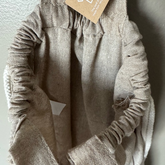 NEW Fisher Center Drawstring Backpack Bag Unisex Canvas Cotten Recycled Natural - Picture 6 of 7